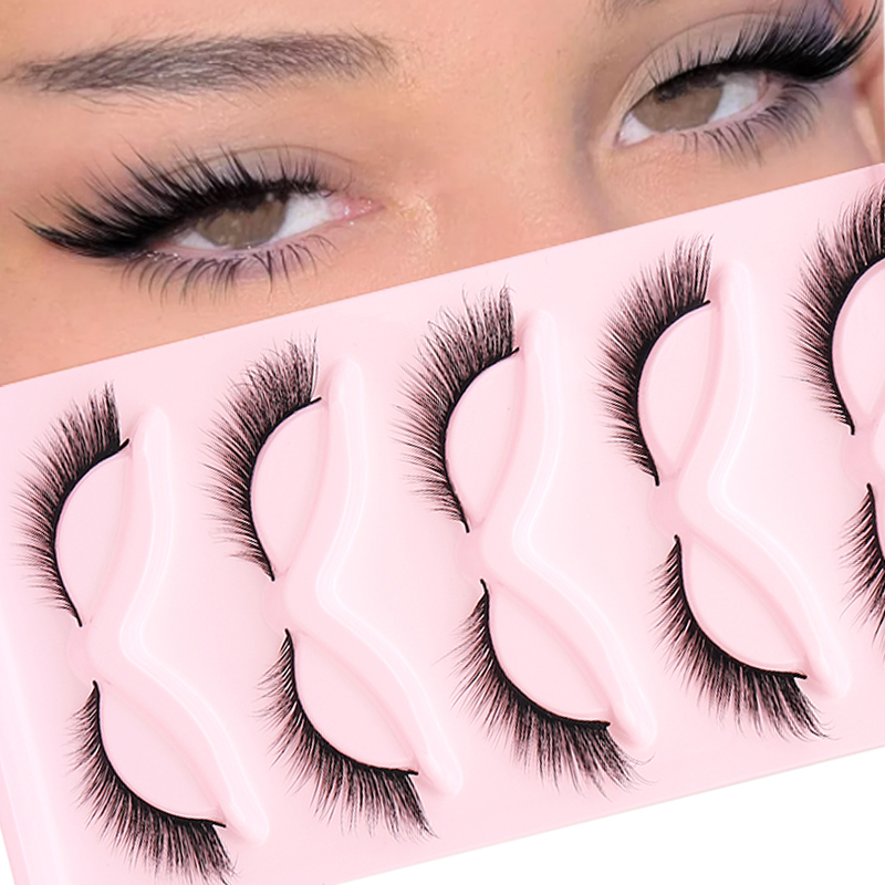 Eyelash Extension Cat Eye - 5 Paar flauschige falsche Wimpern, Fuchs-Katzenaugen-Wimpern,