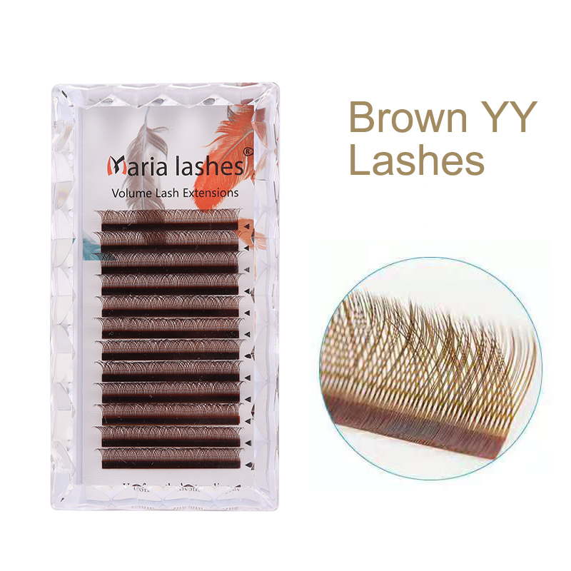 Eyelash Extensions Classic - MARIA Brown YY-förmige Wimpern, bunt, YY-Typ,