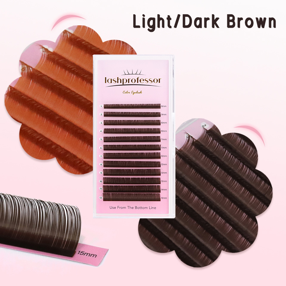 Eyelash Extensions Classic - Dunkelbraune Wimpernverlängerung 0,05 0,07 mm Hellbraune